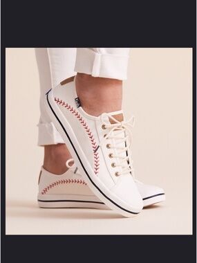 keds KICKSTART PENNANT Classic Baseball-Inspired Canvas Casual Shoes